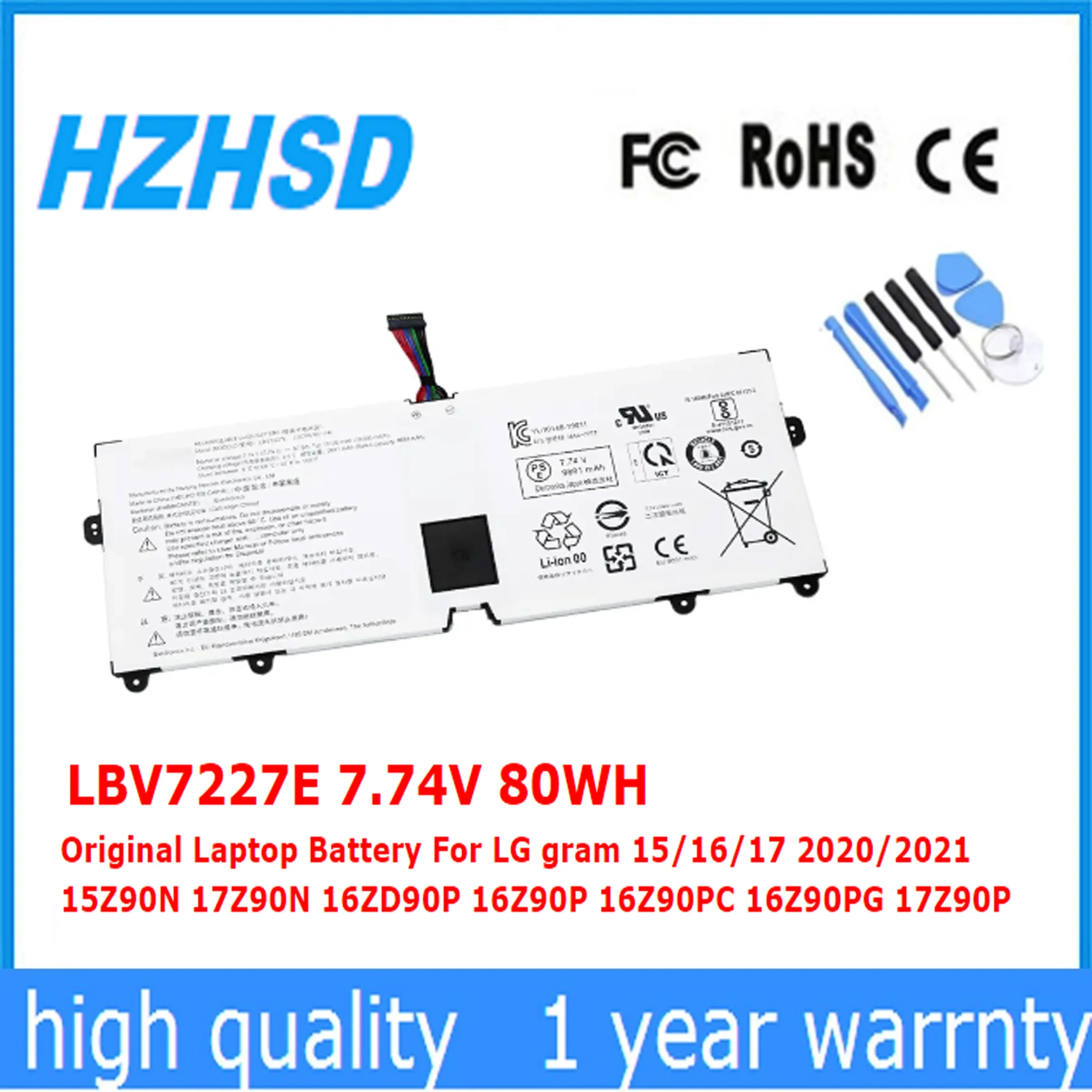 

LBV7227E 7.74V 80WH Original Laptop Battery For LG gram 15/16/17 2020/2021 15Z90N 17Z90N 16ZD90P 16Z90P 16Z90PC 16Z90PG 17Z90P