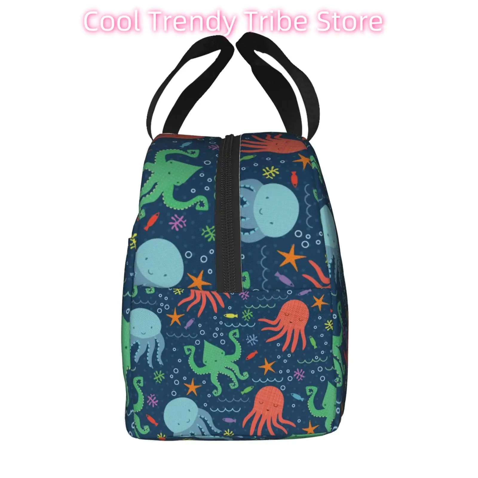 Octopus Star Blue Insulated Lunch Bag For Women Men Cute Tote Bags Lunch Box Portable Bento Box Adult Boxes Lunchbox