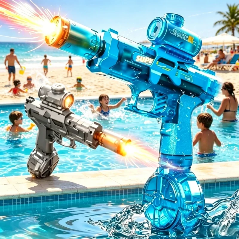 

Children Electric Water Guns Automatic Water Pistol Blasters with Led Light Summer Outdoor Game Pool Party Toys for Kids Adults