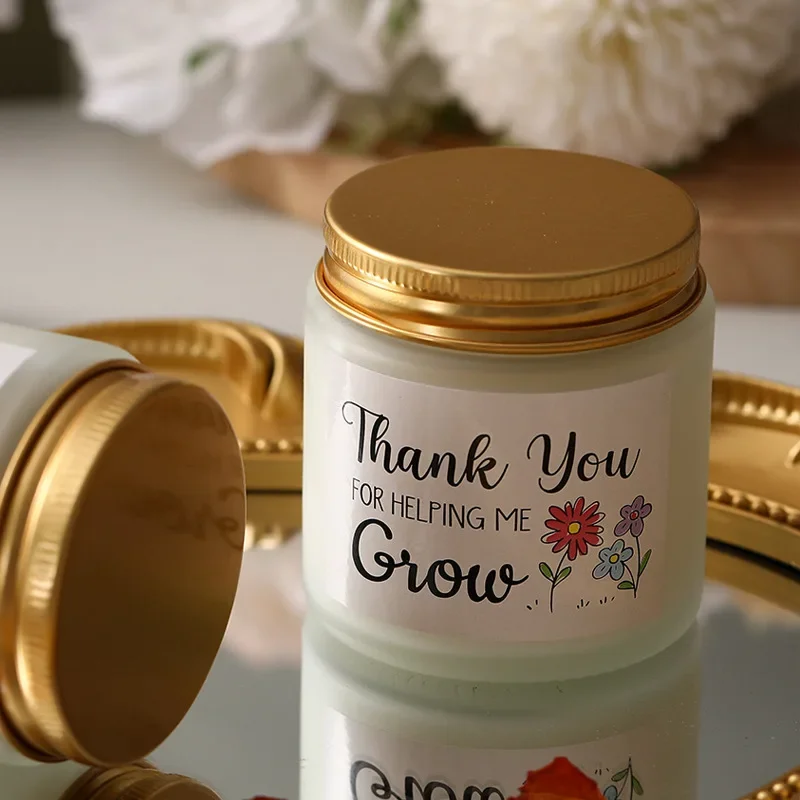 Smokeless Tea-Colored Scented Candle Hand-Poured Soy Wax in Frosted Glass Essential Oil Aromatherapy Unique Handmade Gift