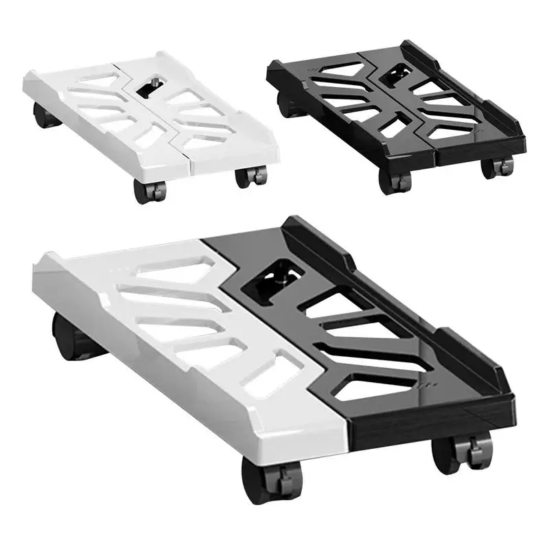 Soporte de caja de CPU móvil ajustable, soporte de torre de PC de alta resistencia, soporte de caja de CPU ventilado debajo del escritorio con 4 ruedas giratorias