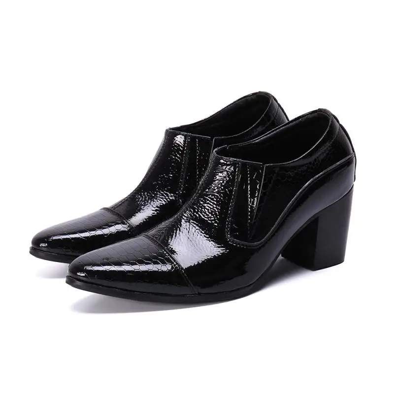 

Men's pointed leather shoes with a height of 8cm, soft leather for breathability, and business height increase leather shoes