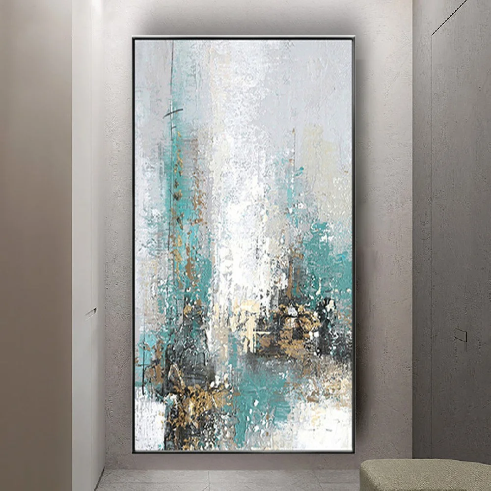

Abstract Blue Gold Art Landscape Oil Paintings Handmade Acrylic Canvas Picture Modern Wall Decor Pendant Christmas Gift Mural