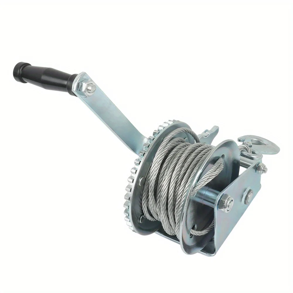 

Heavy Duty Hand Winch 1600LBS Hand Winch with 10M Wire Rope, Non-Wear, with Self-Locking Hooks