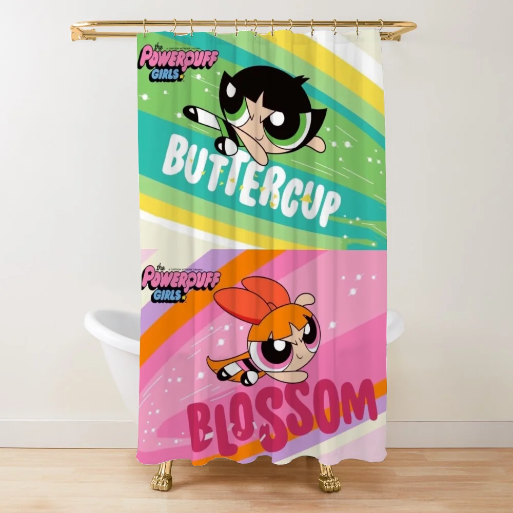 Shower Curtains for Bathroom Curtain for Shower Powerpuff Girls Accessories Bath Waterproof Fabric Set the Anti-mold Opaque Home