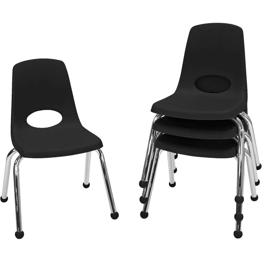 

Стул школьный DP 14 дюймов, штабелируемый, для учащихся, с хромированными стальными ножками и роликовыми опорами; для домашнего обучения или класса - черный