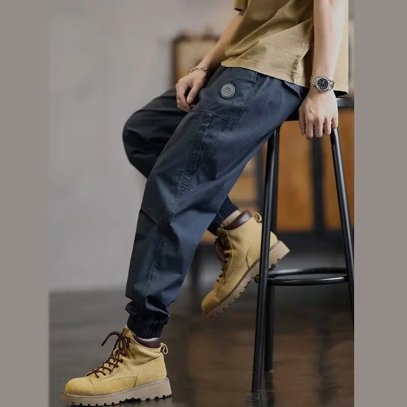 

All-matching male teenagers loose straight leg sports casual pants 2024 new trend bunched feet pants and trousers