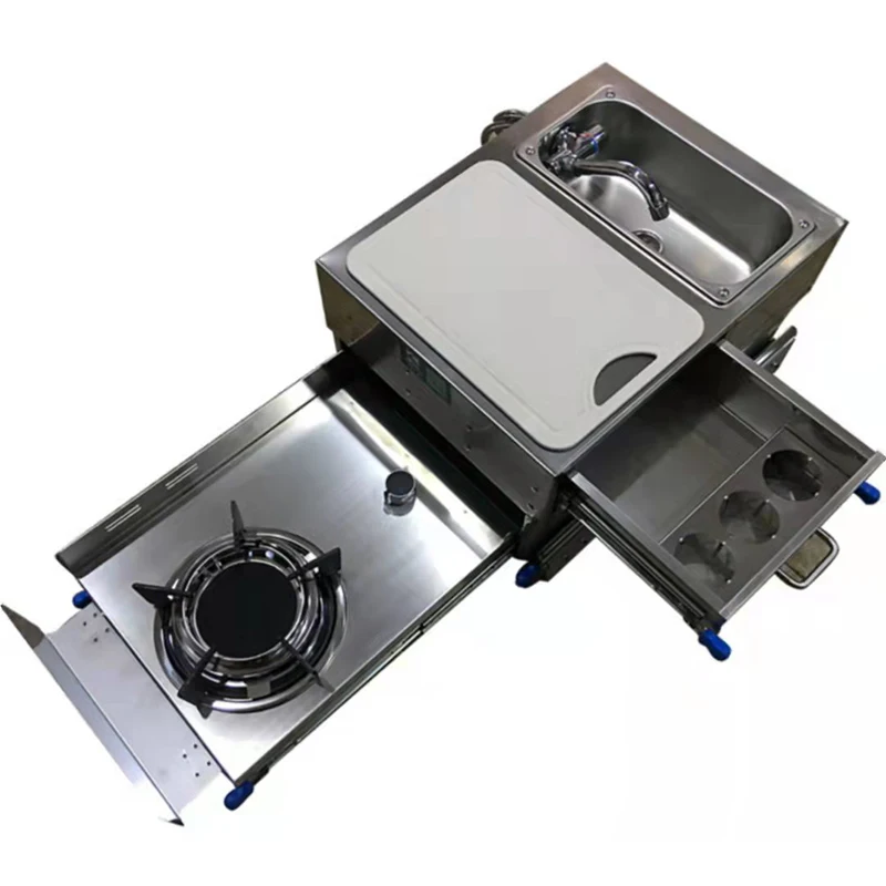 RV modification accessories: external pull-out stove with sink stove