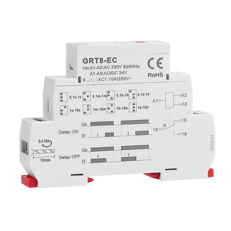 GEYA GRT8-EC 10A Dual Function Timer Relay on Delay or Off Delay Relay AC230V Time Relay