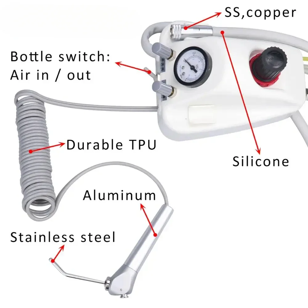 2/4 Holes  Portable Turbine Unit Handpiece Tube Work with Air Compressor 3 Way    Lab Equipment Tool