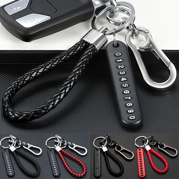 Keys Anti-Lost Phone Number Card Lobster Clasp Keychain Braided rope Key Pendant Key Rings Keyring for Auto Home Keys Chains