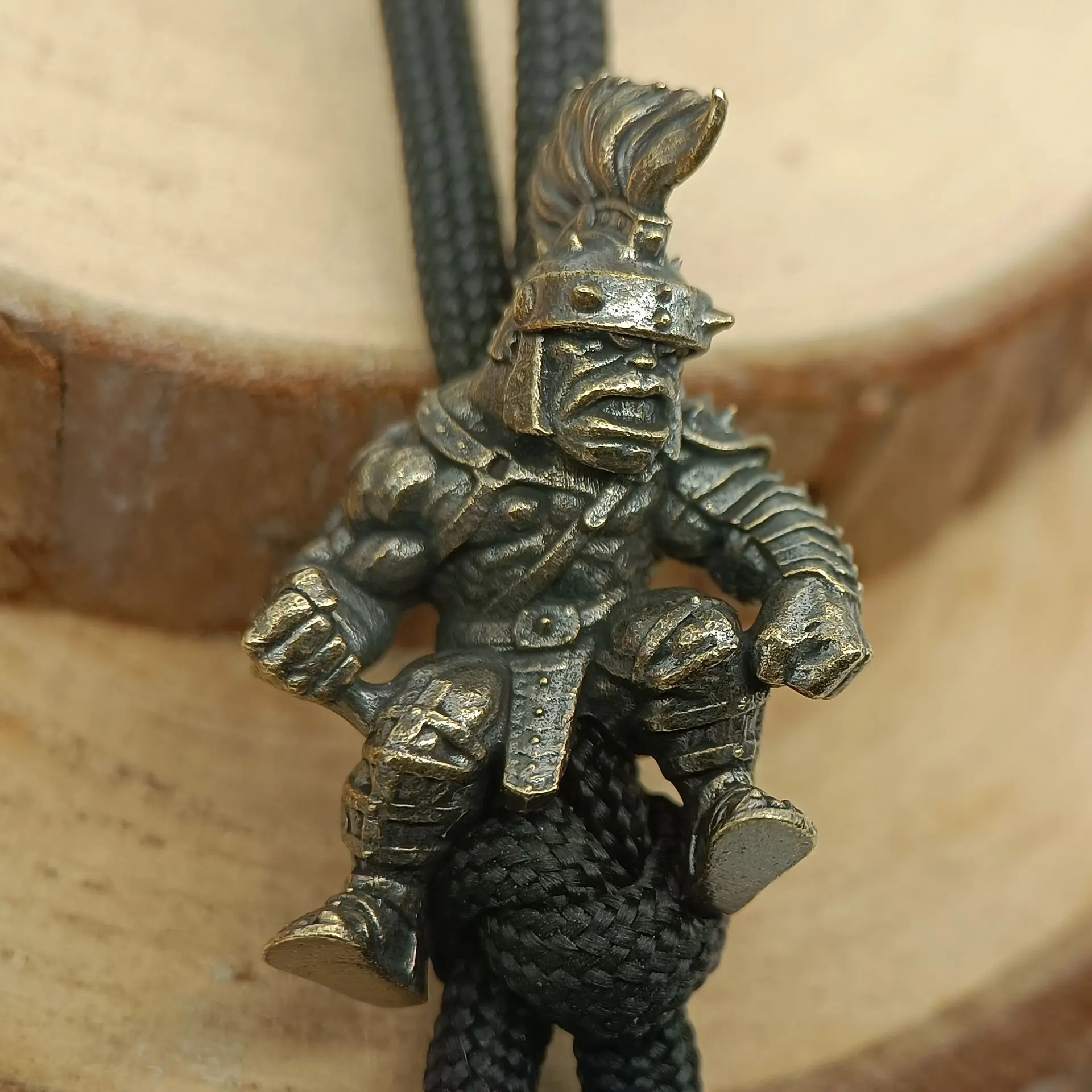 Orc warrior Knife Beads EDC Wear Paracord Tools Brass Copper Lanyard Pendants Character Style Key Rings DIY Accessories