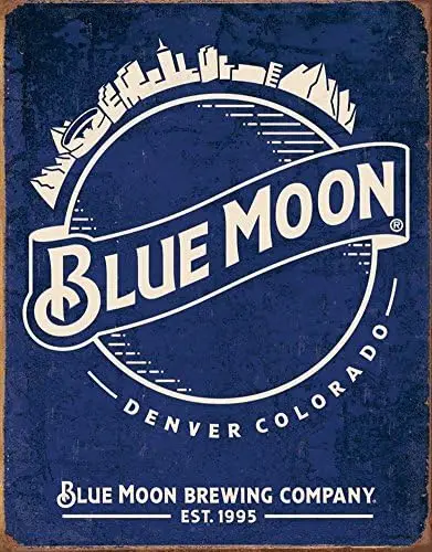 Unoopler Blue Moon Beer Skyline Metal Tin Vintage, Retro Tin Sign, 8X12 Inches by Desperate Ent. in USA
