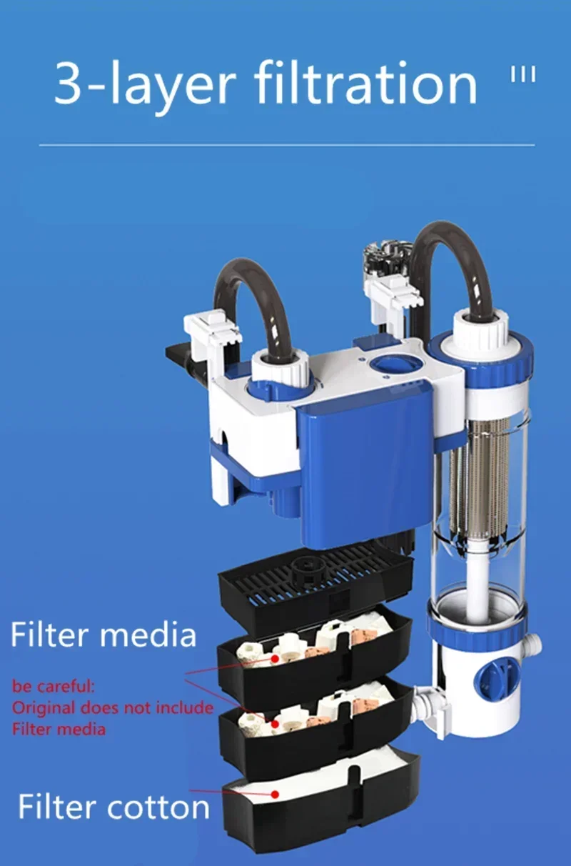 Wall-Mounted External Aquarium Filter Tank YBF-500, Hanging Fish Tank Filtration System for Clear Water view 2