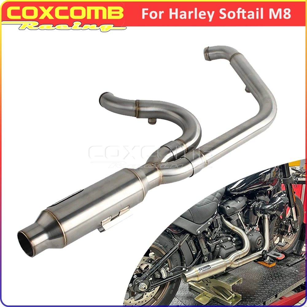 

Для Harley Softail M8 Low Rider S FXLRS Street Bob FXBB FXBBS Fat Bob Полные системы мотоциклетной выхлопной трубы с двойной трубой, глушитель