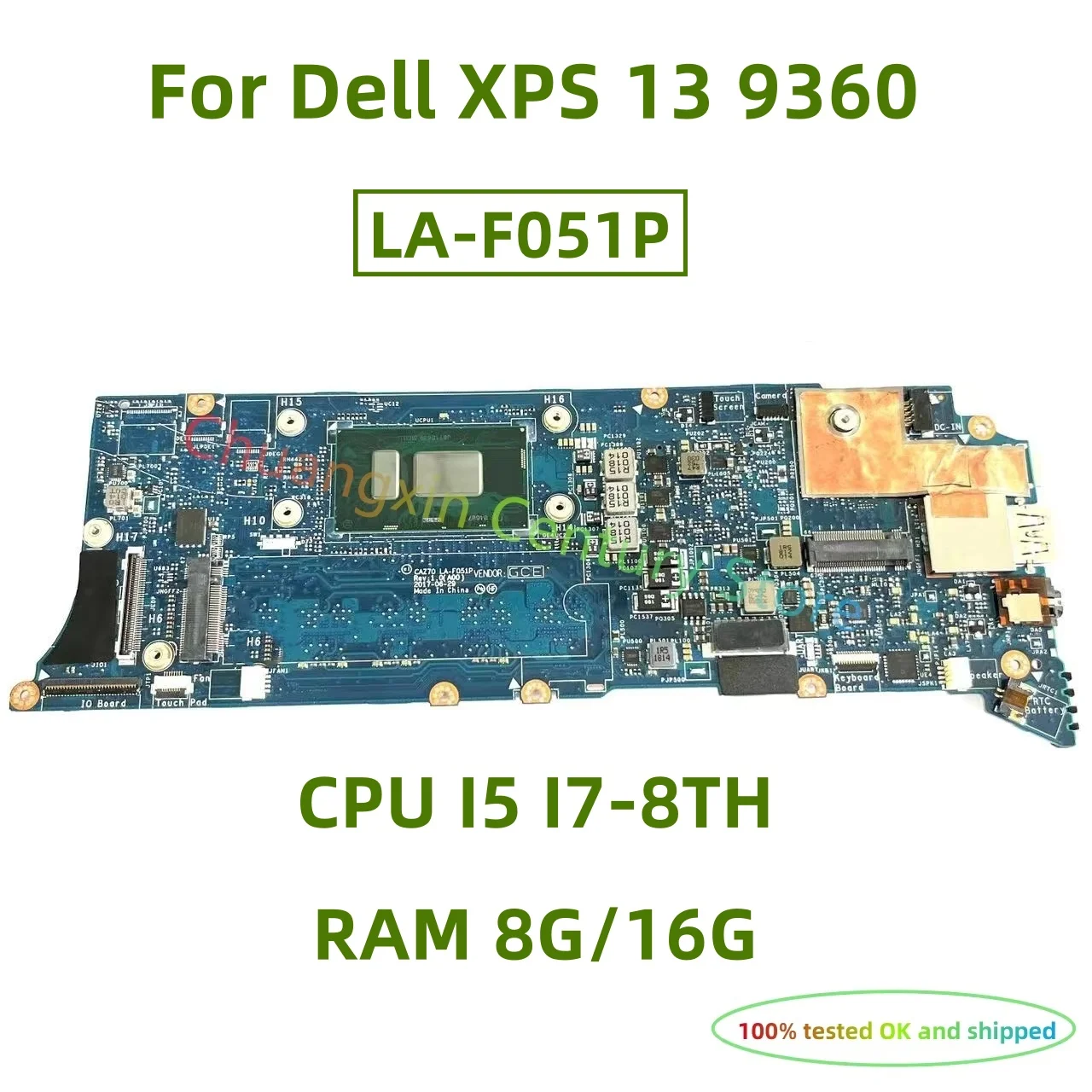 

LA-F051P motherboard suitable for Dell XPS 13 9360 laptop with CPU I5 I7-8TH RAM 8G/16G 100% Tested Fully Work
