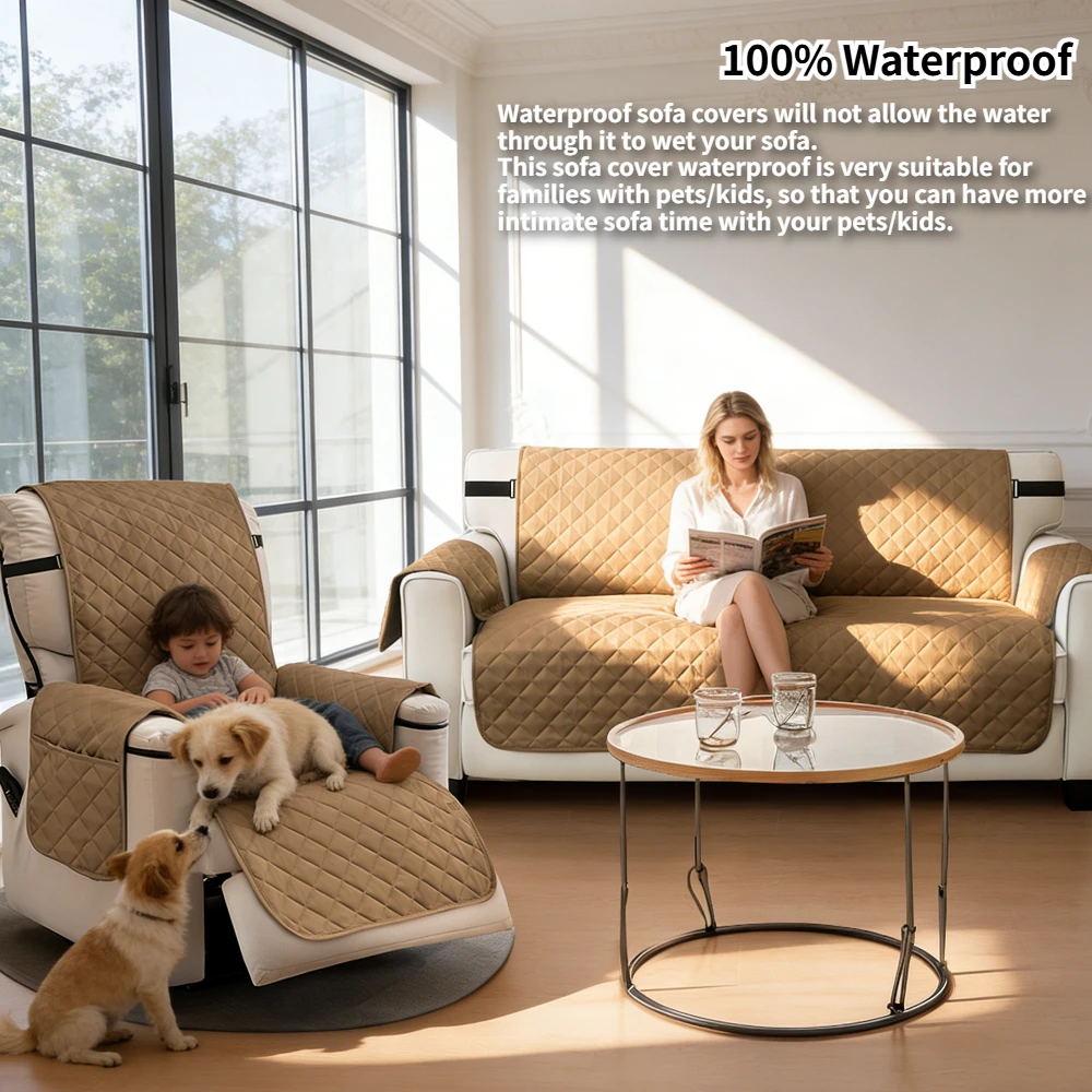100% Waterproof Sofa Covers 1/2/3/4/Recliner Seater Settee Slipcovers Anti Slip Couch Covers Washable Sofa Protector for Kid Pet