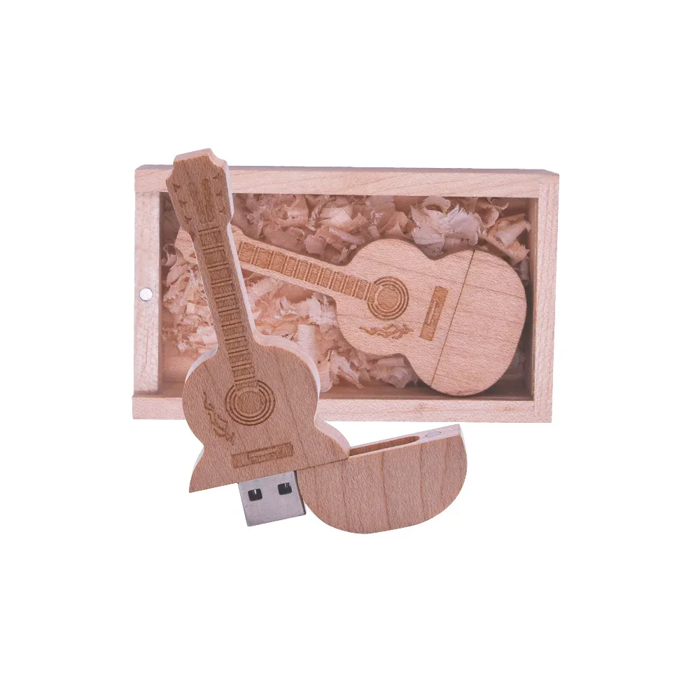 Imagem -02 - Guitarra de Madeira Usb Flash Drive Pendrive Logotipo Livre Música Presentes 2.0 4gb 16gb 32gb 10 Pcs por Lote