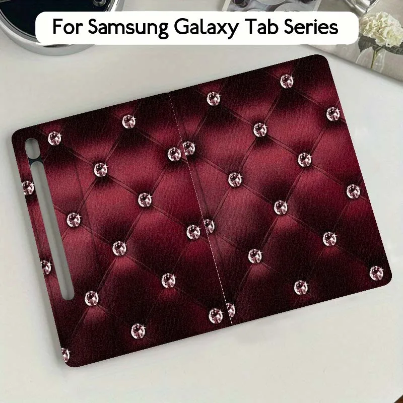 Блестящий бордовый чехол с тиснением для Samsung Galaxy Tab S10 S9 S8 S7 FE Lite, мягкий, гибкий, с поддержкой, подарочный