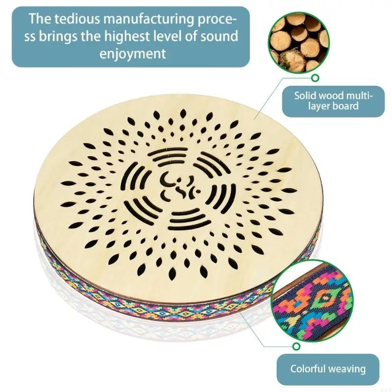 Q1FF 12inch Portable Round Hand Drum Stream Drum Sound Healing Instruments
