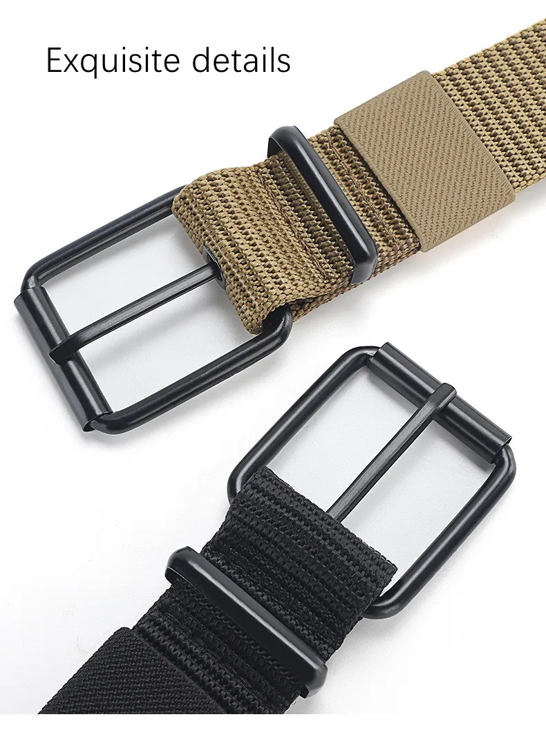 Men\'s Casual Belts Solid Color Belts Fashion Simple  Metal Belt Hole Black Metal Buckle Men\'s Apparel Accessories 120cm
