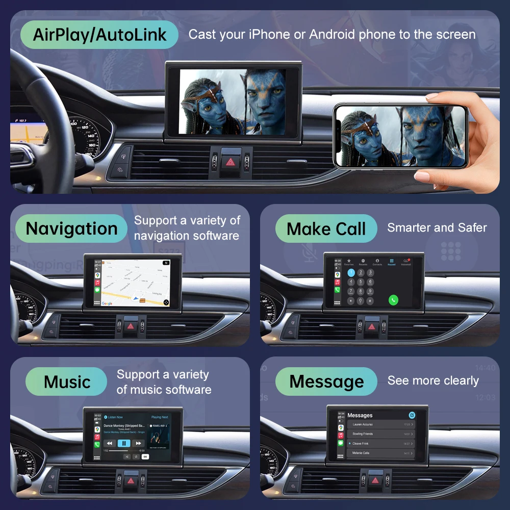 Road Top Wireless CarPlay for Audi A6 C6 A7 C7 S6 S7 2012-2018 Android Auto with AirPlay Mirror Link Car Play Functions