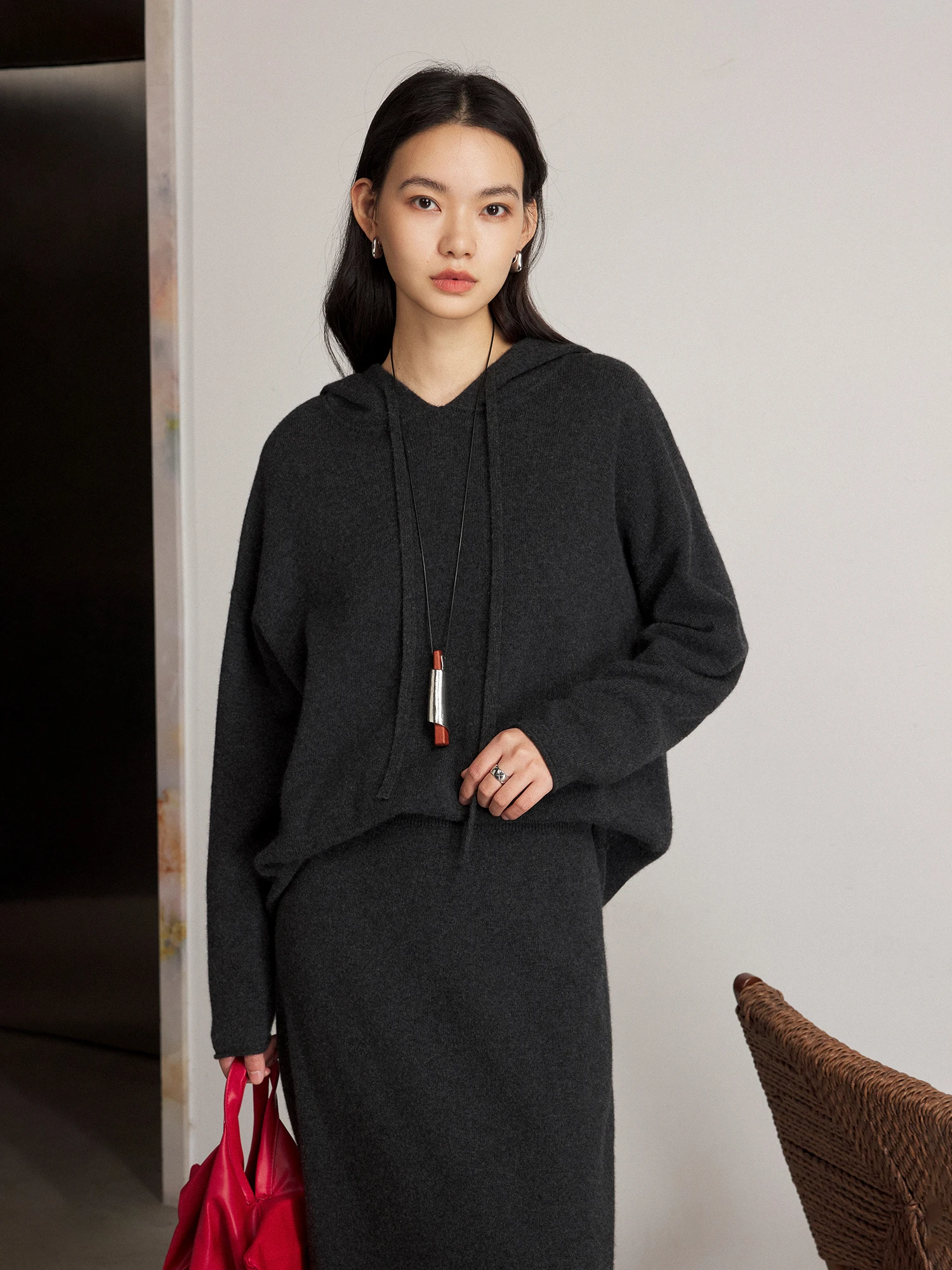 

CLMX Soft Skin-friendly 00 Wool 6-ply Yarn Lazy Sle Wearable All-match Hoodie Sweater f Skirt Women's Knitted Wear