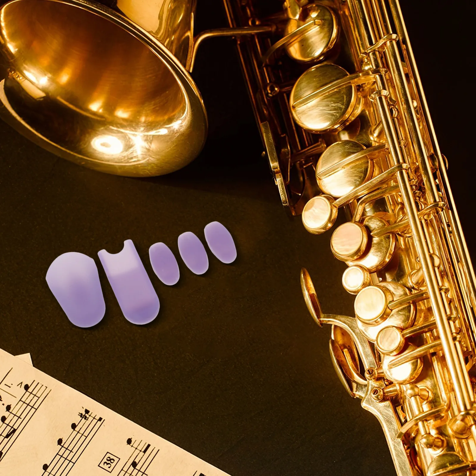 5Pcs Saxophone Thumb Rest Purple Silicone Finger Protectors Sax Cushion Pad Non Slip Supports for Alto Tenor Soprano Sax Players