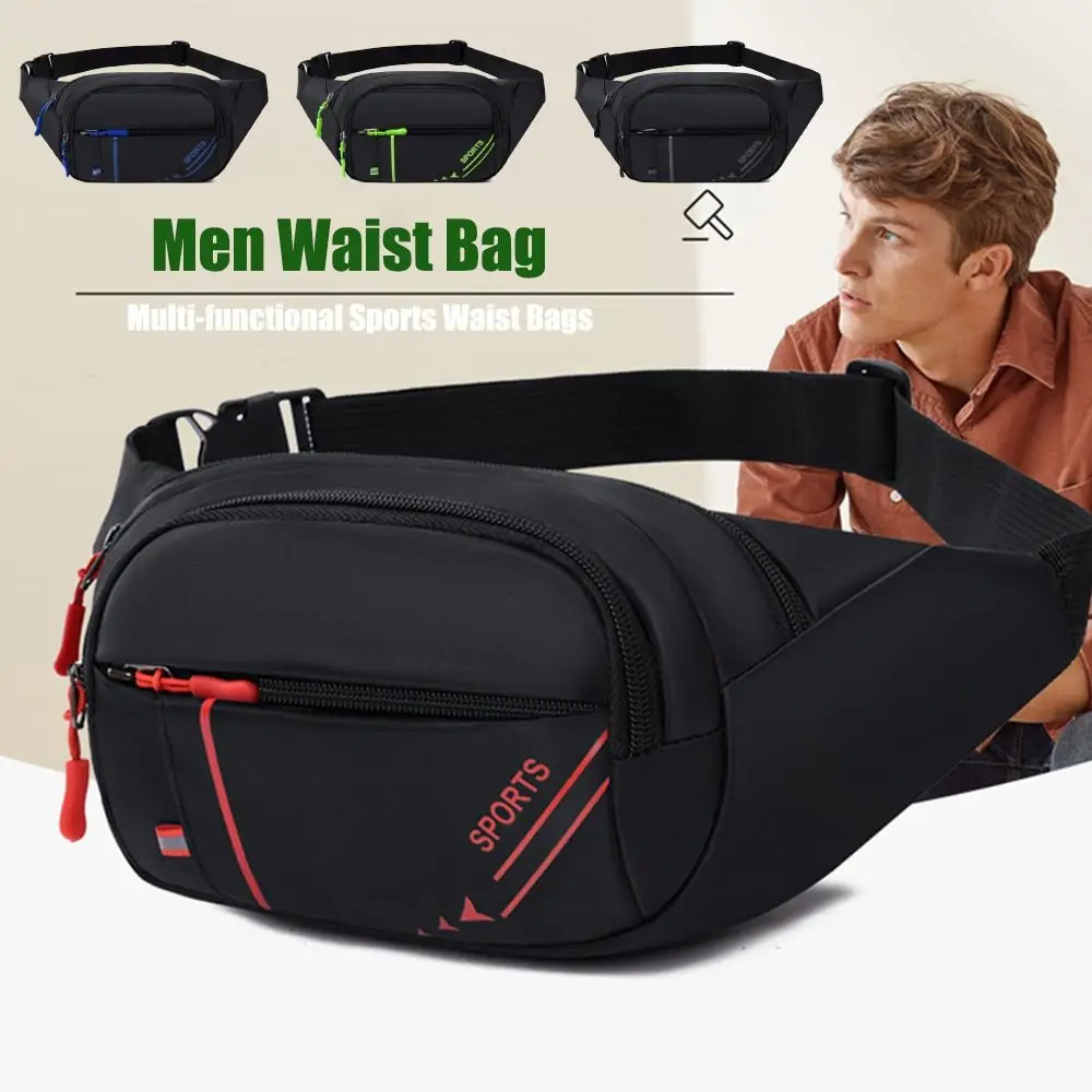 Anti-theft Men Waist Bag Close Fitting Waist Bags Fanny Pack Mobile Phone Waist Pack Multi-layer Waterproof Sports Waist Bags