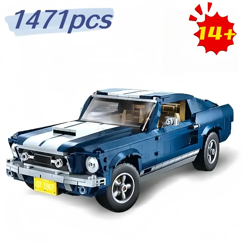 

MOC Ford Mustang GT500 1:10 Scale Sports Car Building Blocks 1471PCS, Premium Bricks Model Kit Compatible with 10265/21047, Coll