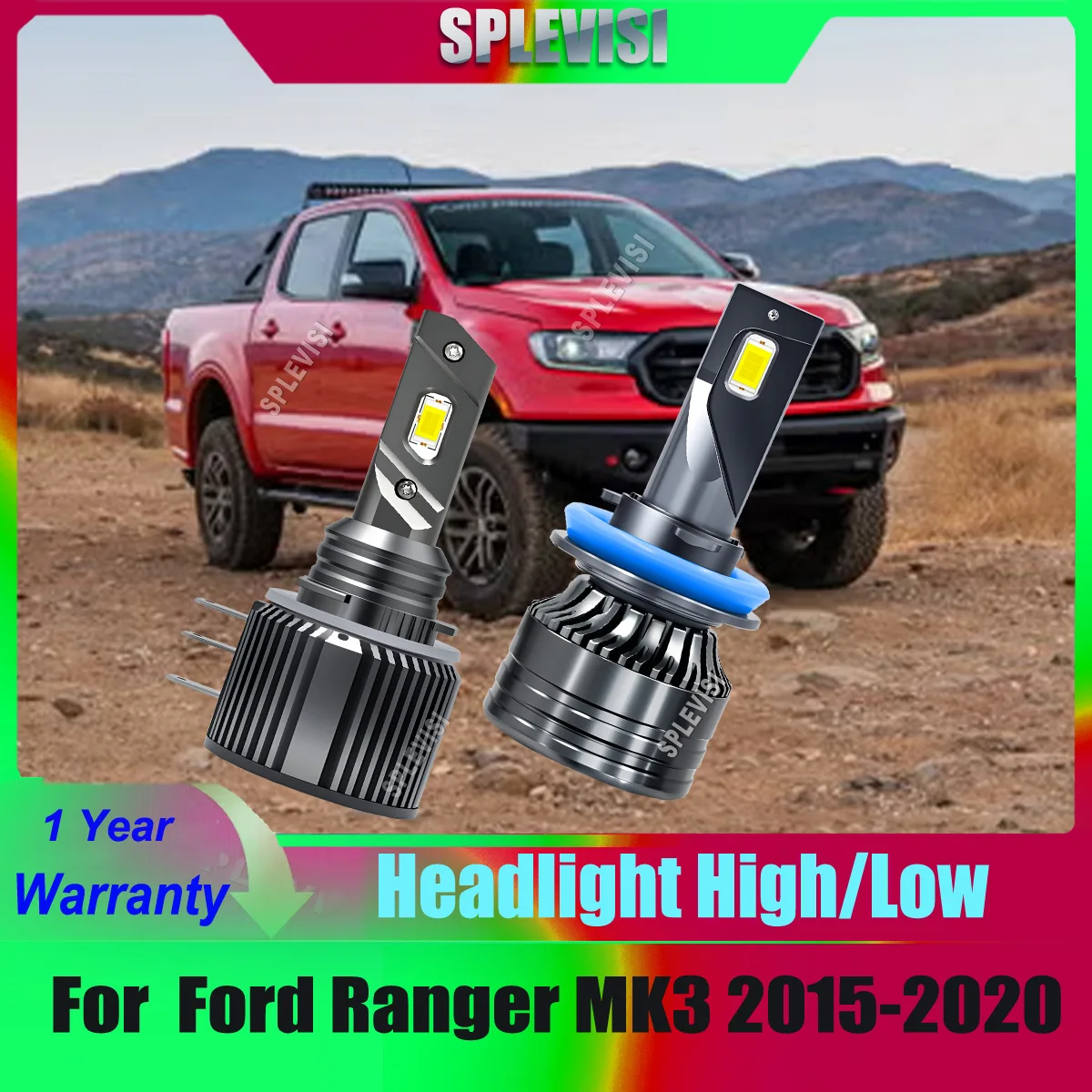 12v White LED DRL Headlights H15 H11 -build in Built-in intelligent IC driver For Ford Ranger MK3 201 5 2016 2017 2018 2019 2020