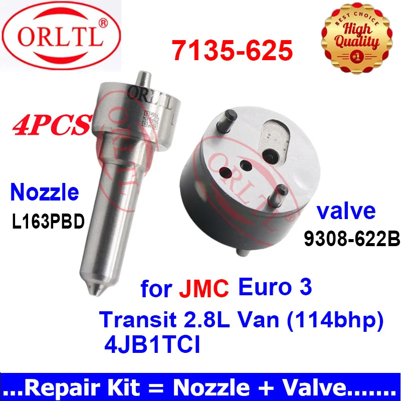 For Delphi JMC EJBR03301D Valve 9308-622B Nozzle L163PBD L163PBA L163PRD Repair Kits 7135-625  Euro 3 4PCS