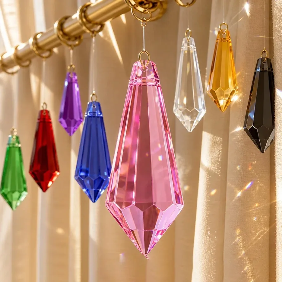 1/5/10PCS 38mm K9 Crystal Prismatic Colored Hanging Pendant Atmosphere Decor For Outdoor Living Room Hallway Banquet Light Parts