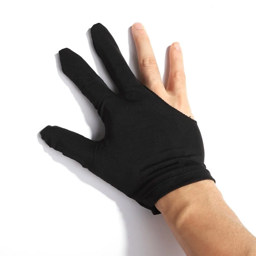 New Black Snooker Billiard Gloves Slip-proof Lightweight Billiards Glove Reusable Breathable Three-finger Gloves Training
