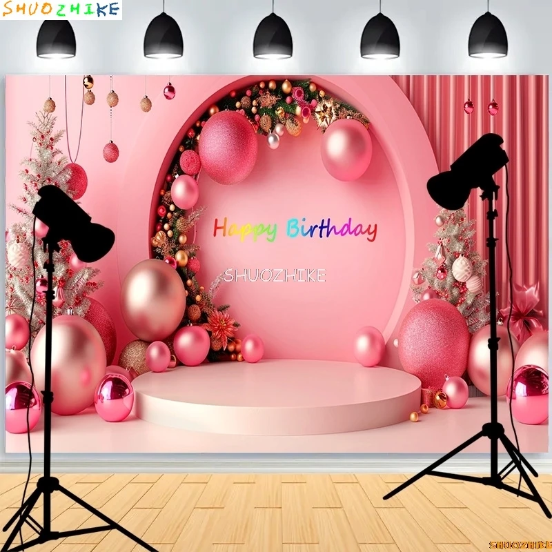 Arch Balloons Happy Birthday Party Photography Backdrops Props  Joyous Candyland Newborn Baby Photo Studio Background TF-09