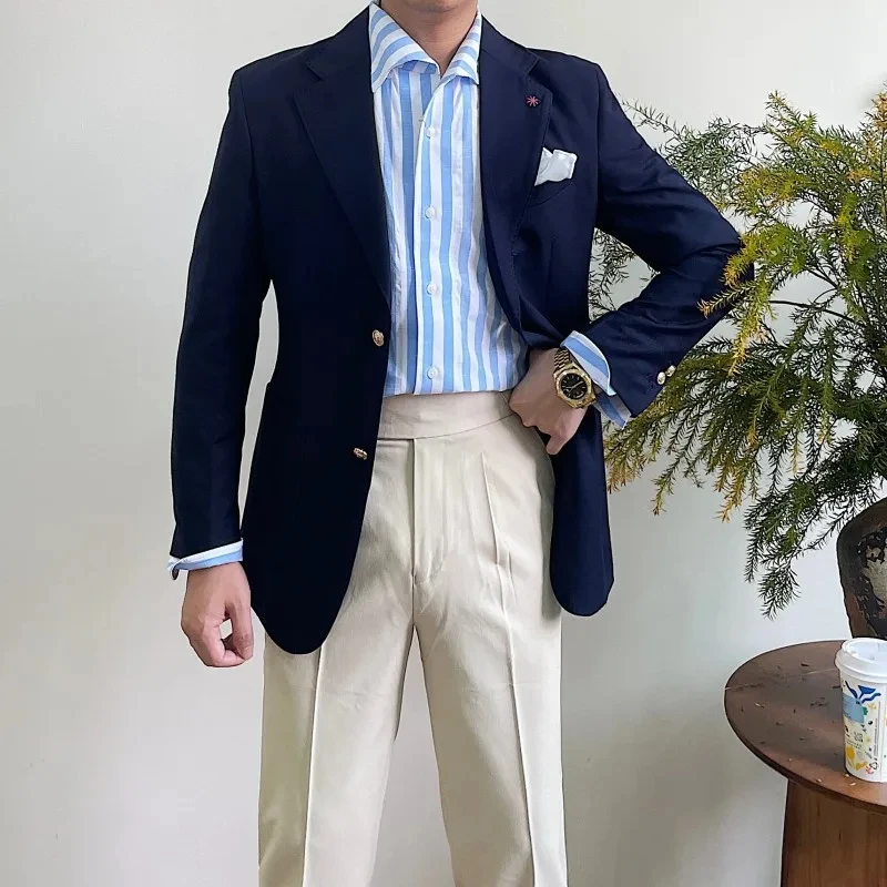 

1 Pieces Slim Fit Blazer Wide Shawl Lapel Luxury Men Suit Custom Made Tuxedo Gold Button Suit For Mens Groom's Wedding