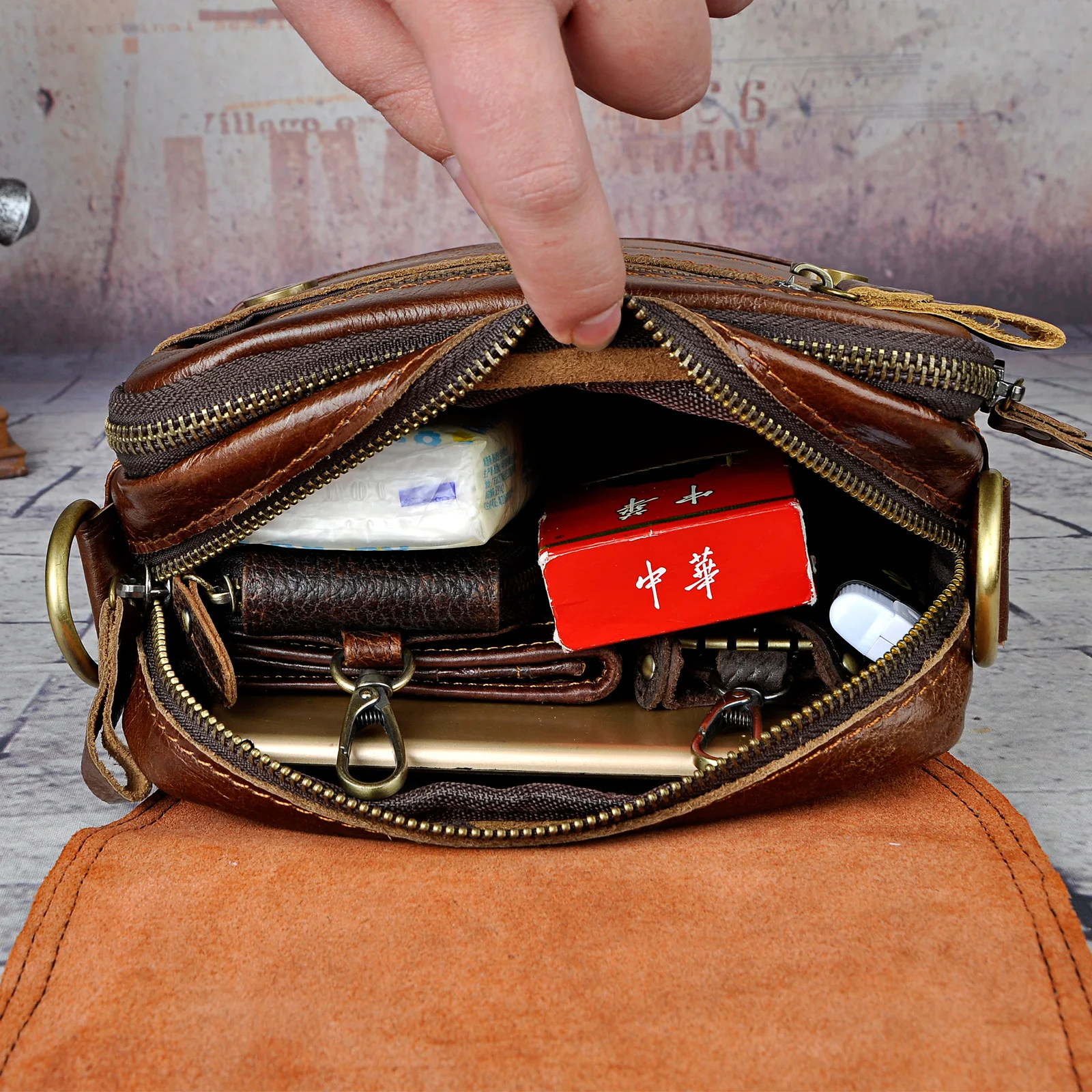 Original Leather Male Design Casual Shoulder messenger bag cowhide Fashion 8\