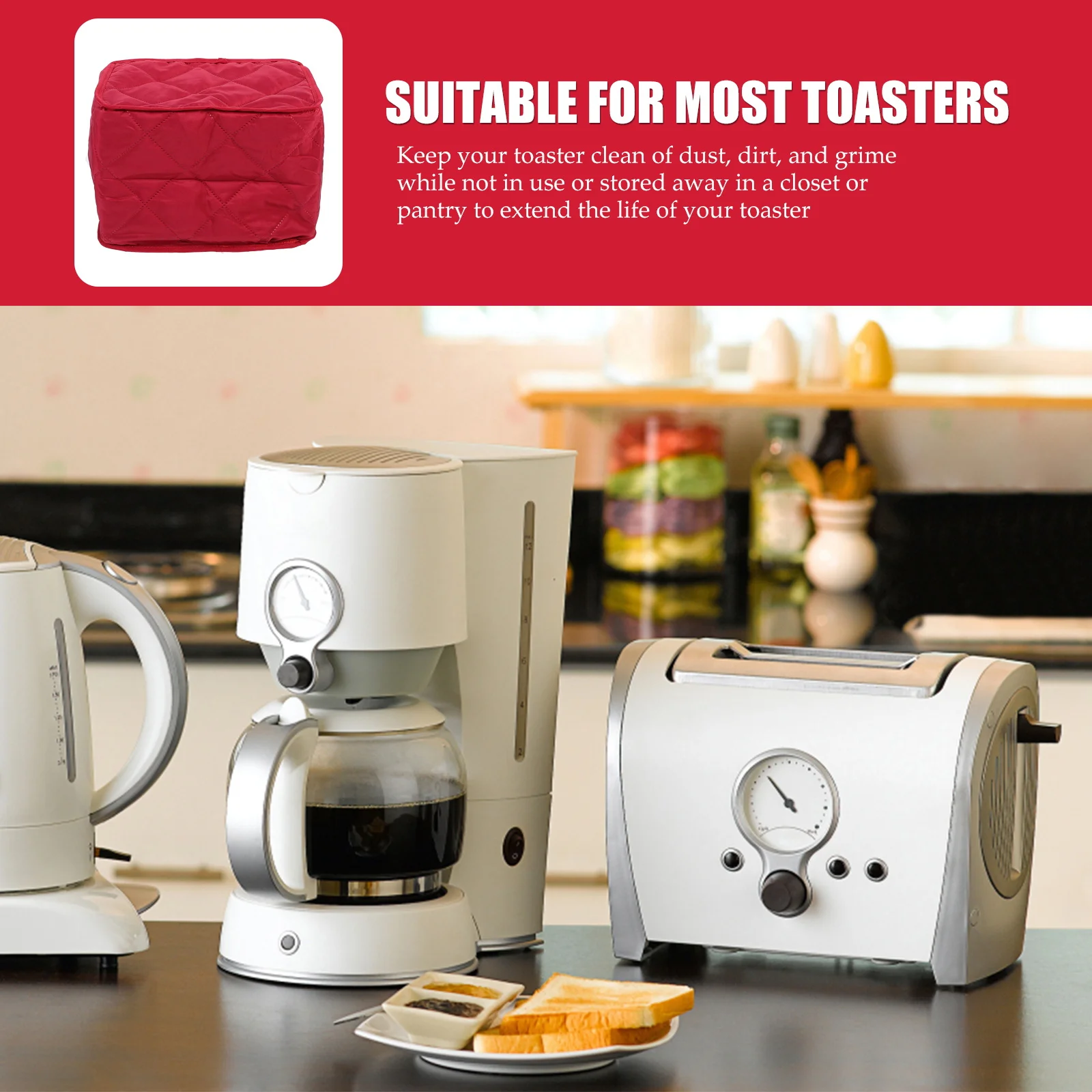 

1Pcs Bread Toaster Cover Polyester Dustproof Protection for Kitchen Appliance Easy Clean Machine Washable Home Restaurant Use