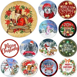 Merry Christmas Retro Round Metal Tin Signs Nostalgic Iron Painting Novelty For Cafe Bar Garage Bar Kitchen Garden Wall Decor