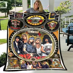 Guns n'roses band retro print blanket Flannel Soft Comfort Blanket Home Travel Blanket Kids Warm Blanket birthday gift