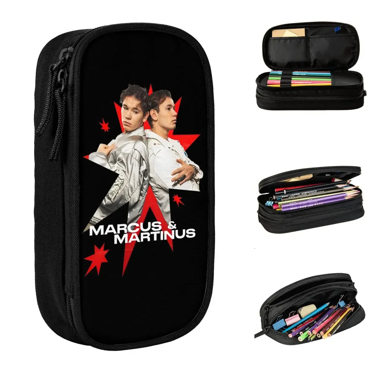 

Large-capacity Pencil Pouch Marcus And Martinus Sweden Norway Eurovisions 2024 Malmo Merch Double Layer Pencil Box Make Up Bag