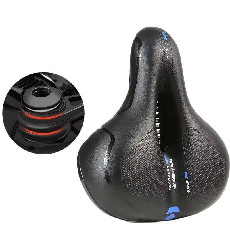 Holle Ademende Fietszadel Mannen Vrouwen MTB Racefiets Zadel Schokabsorberende Comfortabele Big Butt Fietsstoeltje Veiligheidswaarschuwing
