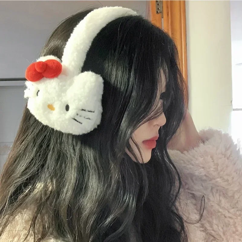 Hello Kittys Plush Earmuffs Cute Winter Outdoor Earflap Cartoon Comfortable Warmth Protection Ear Soft Padded Toys Girls Gifts