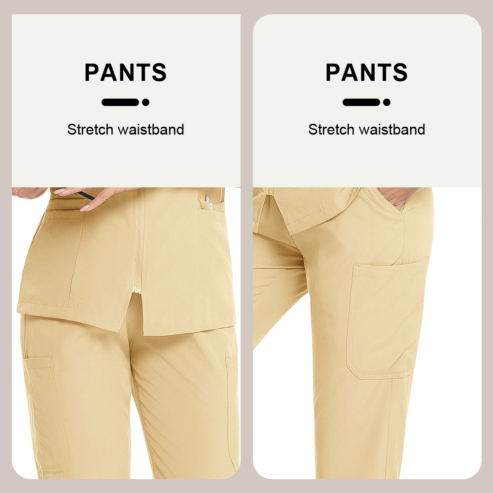 Mehrfarbige Pflegeuniformen, Cardigan mit Reißverschluss, medizinische Arbeitskleidung, Uniform für Frauen, Krankenschwester-Set, 2-teiliger Anzug, Arbeitskleidung für Schönheitssalons