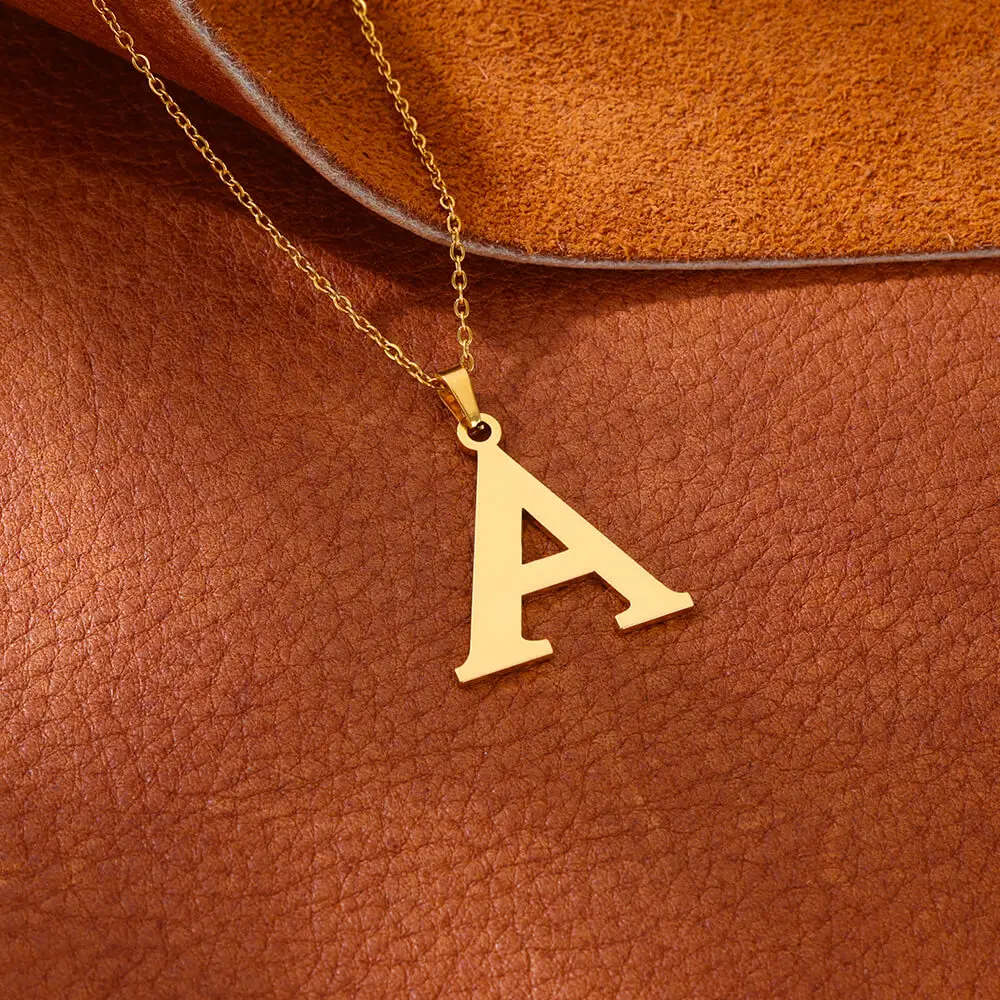 Stainless Steel Necklace for Women Initial Letter Gold Plated Alphabet Pendant Necklaces Charm Vintage Waterproof Jewelry Gifts image 4