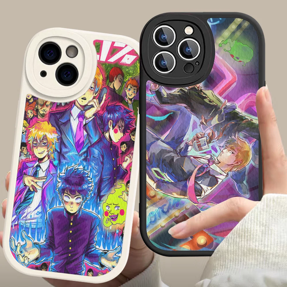 

Anime Mob Psycho 100 Phone Case Hard Leather For IPhone 16 15 14 13 12 Mini 11 14 Pro Max Xs X Xr 7 8 Plus Fundas