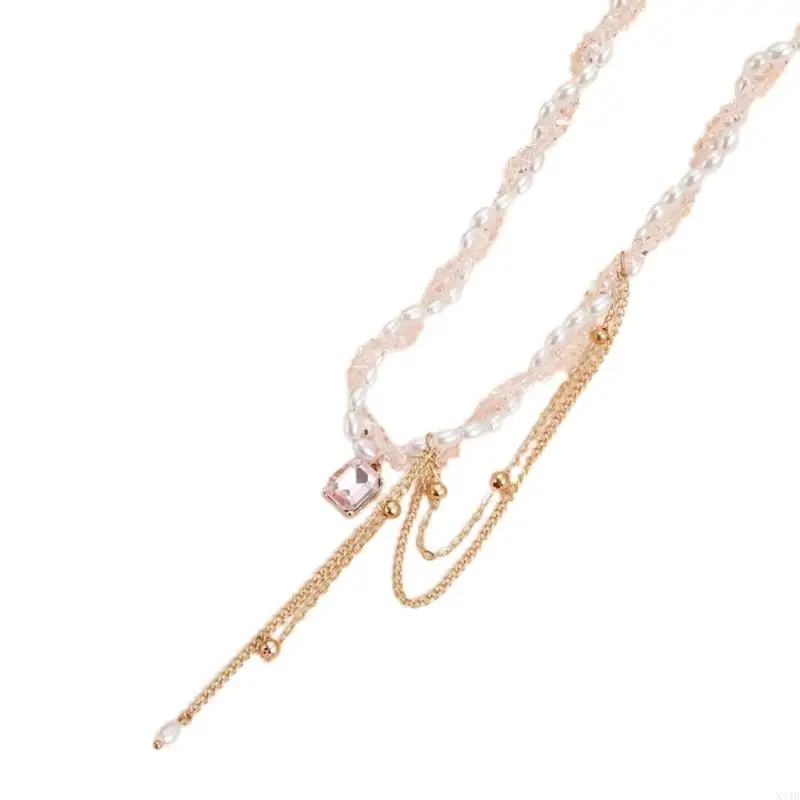  Fashionable Glass Beadwork Geometric Fringe Necklace Earring Set Jewelry Suitable for Daily Wear Party Accessories