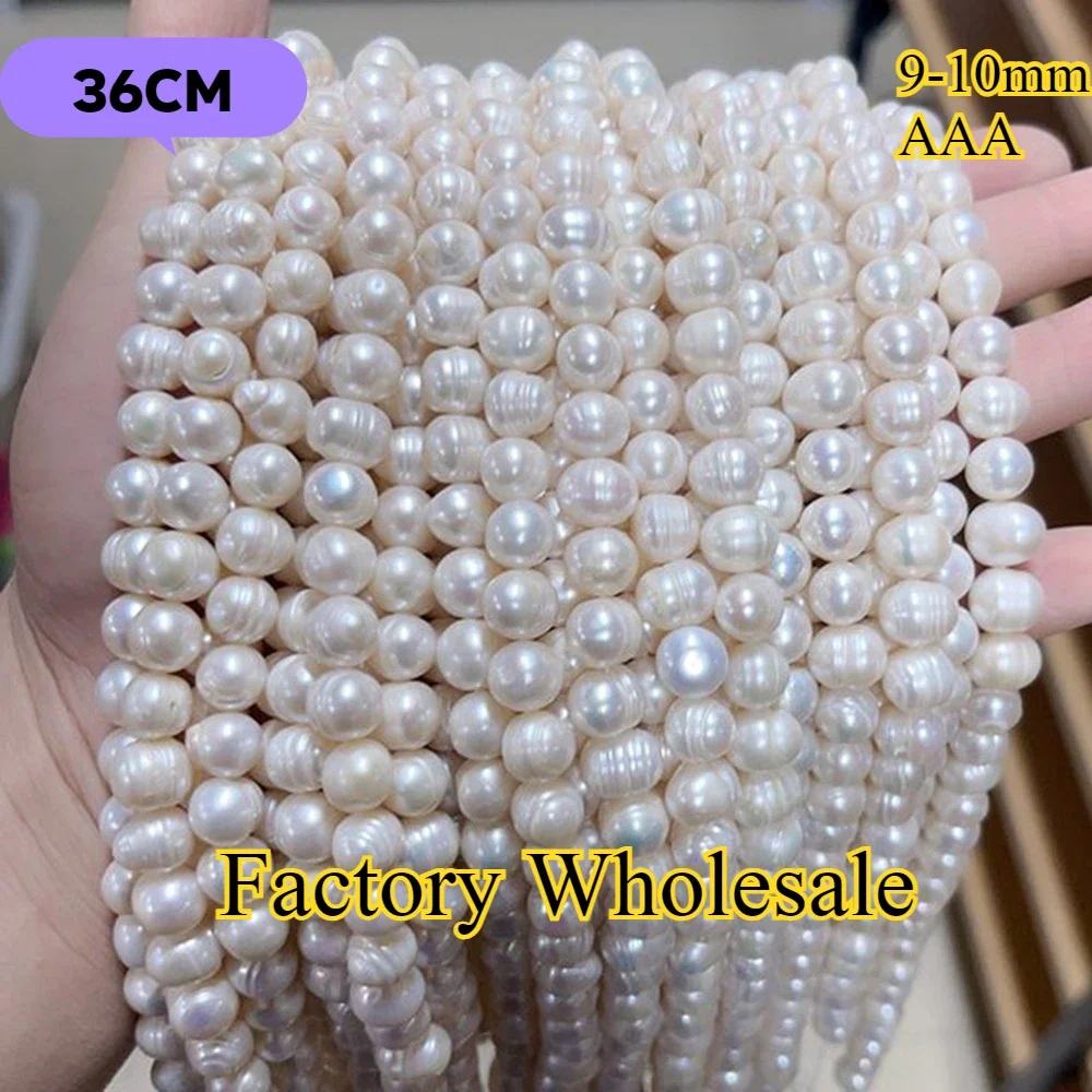 9-10mmAAA Lustrous Hot Sale Bread Round Factory Wholesale Natural Freshwater Pearl Women Jewelry Make DIY Necklace Bracelet Gift