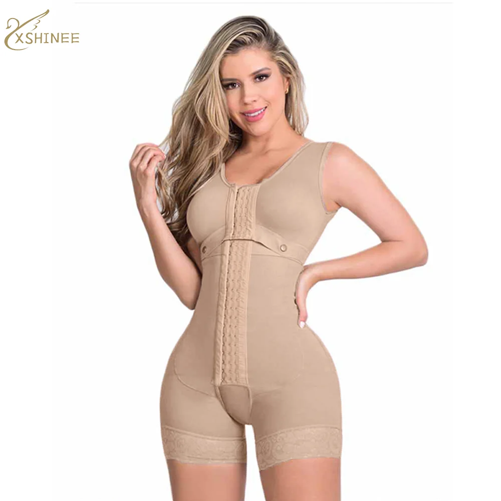 

Fajas Colombians High Compression Shapewear With Hook And Eye Front Closure shaper Adjustable Bra Slimming Bodysuit