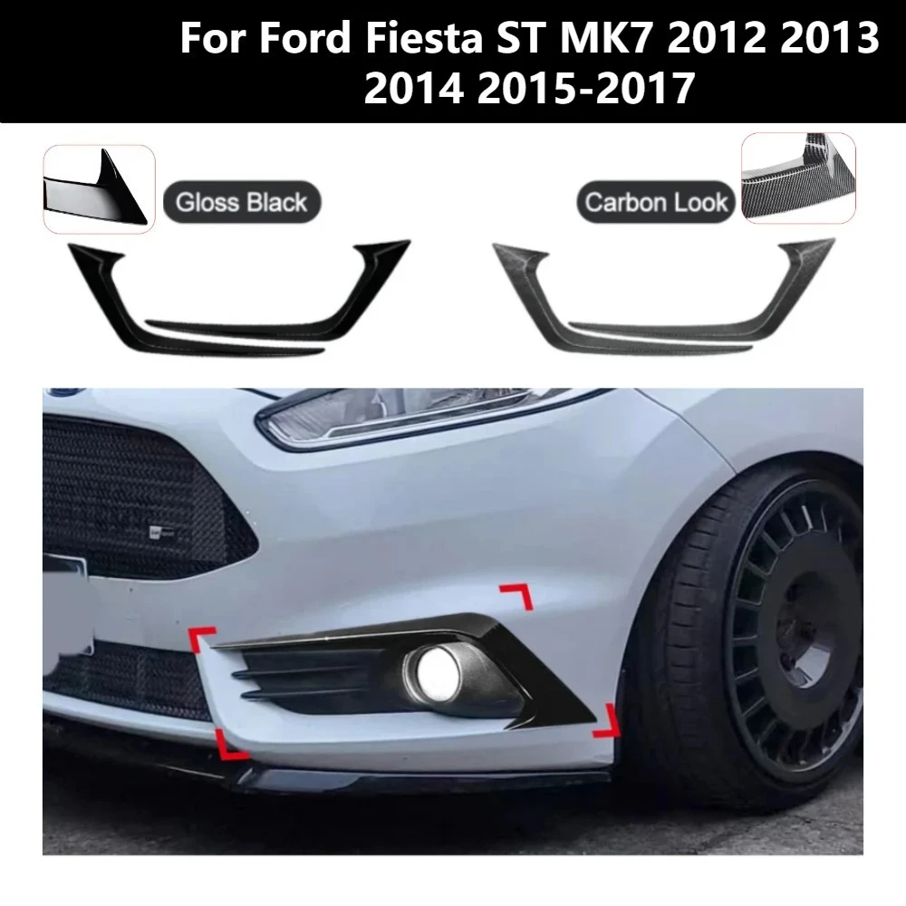 Front Bumper Wind Knife Decoration For Ford Fiesta ST MK7 2012 2013 2014 2015-2017 ABS Fog Lamp Cover Strips Trim Accessories view 2